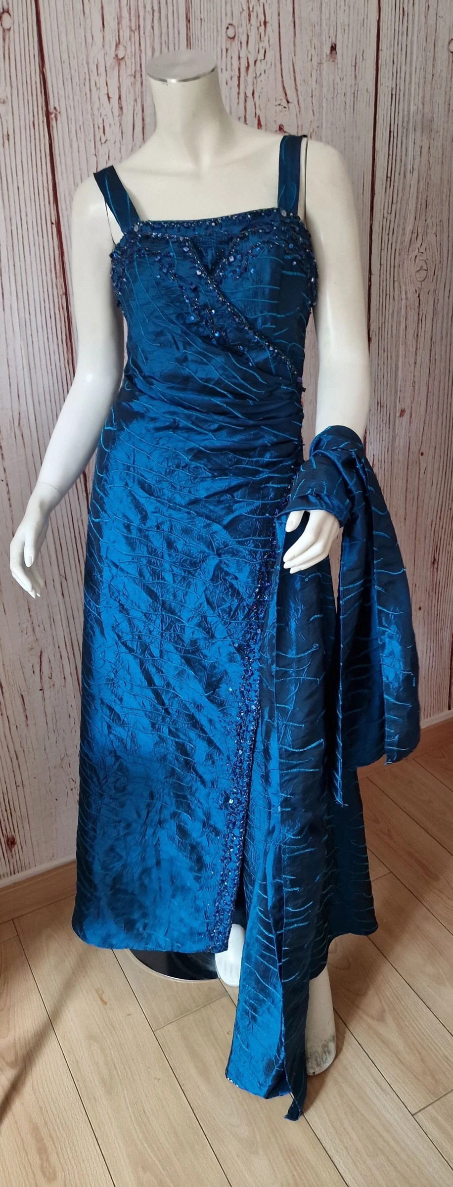 Vestido de Festa Solto Koton Azul Elétrico com Lenço - Tamanho P – photo 6